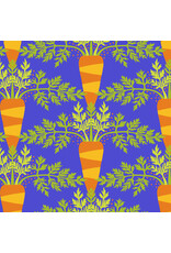 Jane Sassaman Vegetable Patch,  Carrot in Blue, Fabric Half-Yards