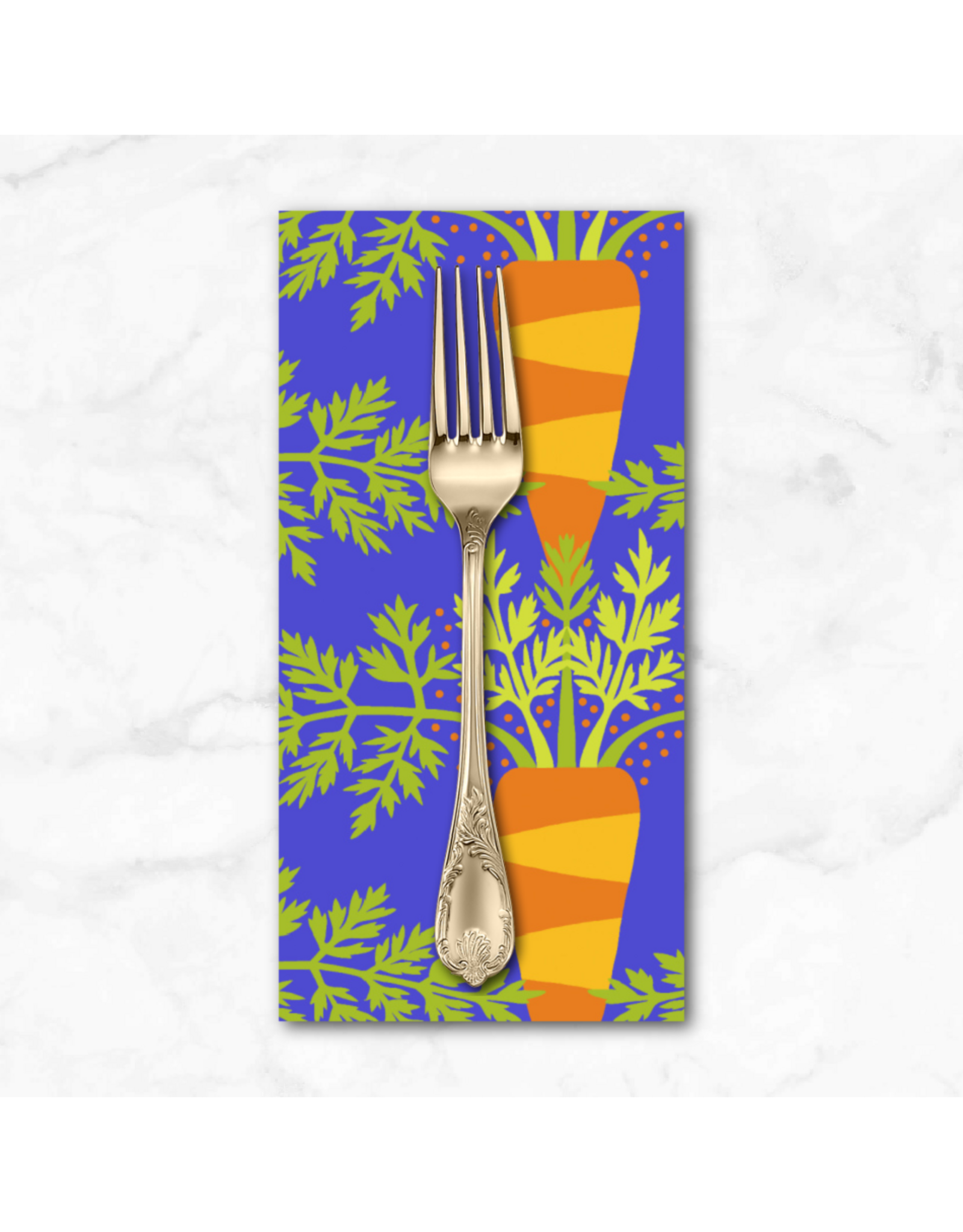 PD's Jane Sassaman Collection Vegetable Patch, Carrot in Blue, Dinner Napkin
