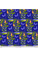 Jane Sassaman Vegetable Patch,  Pea in Blue, Fabric Half-Yards