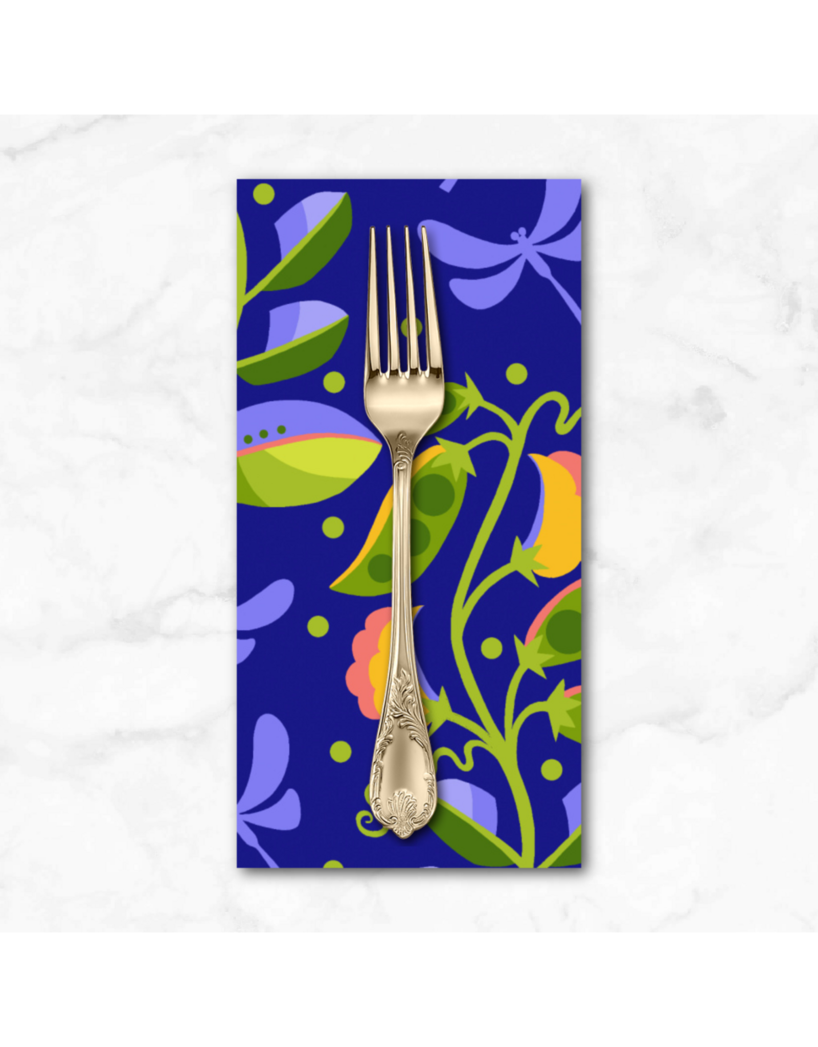 PD's Jane Sassaman Collection Vegetable Patch, Pea in Blue, Dinner Napkin