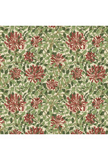 William Morris & Co. Morris & Co, Suffolk Holiday, Smalll Honeysuckle in Madder Leaf, Fabric Half-Yards