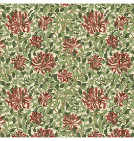William Morris & Co. Morris & Co, Suffolk Holiday, Smalll Honeysuckle in Madder Leaf, Fabric Half-Yards