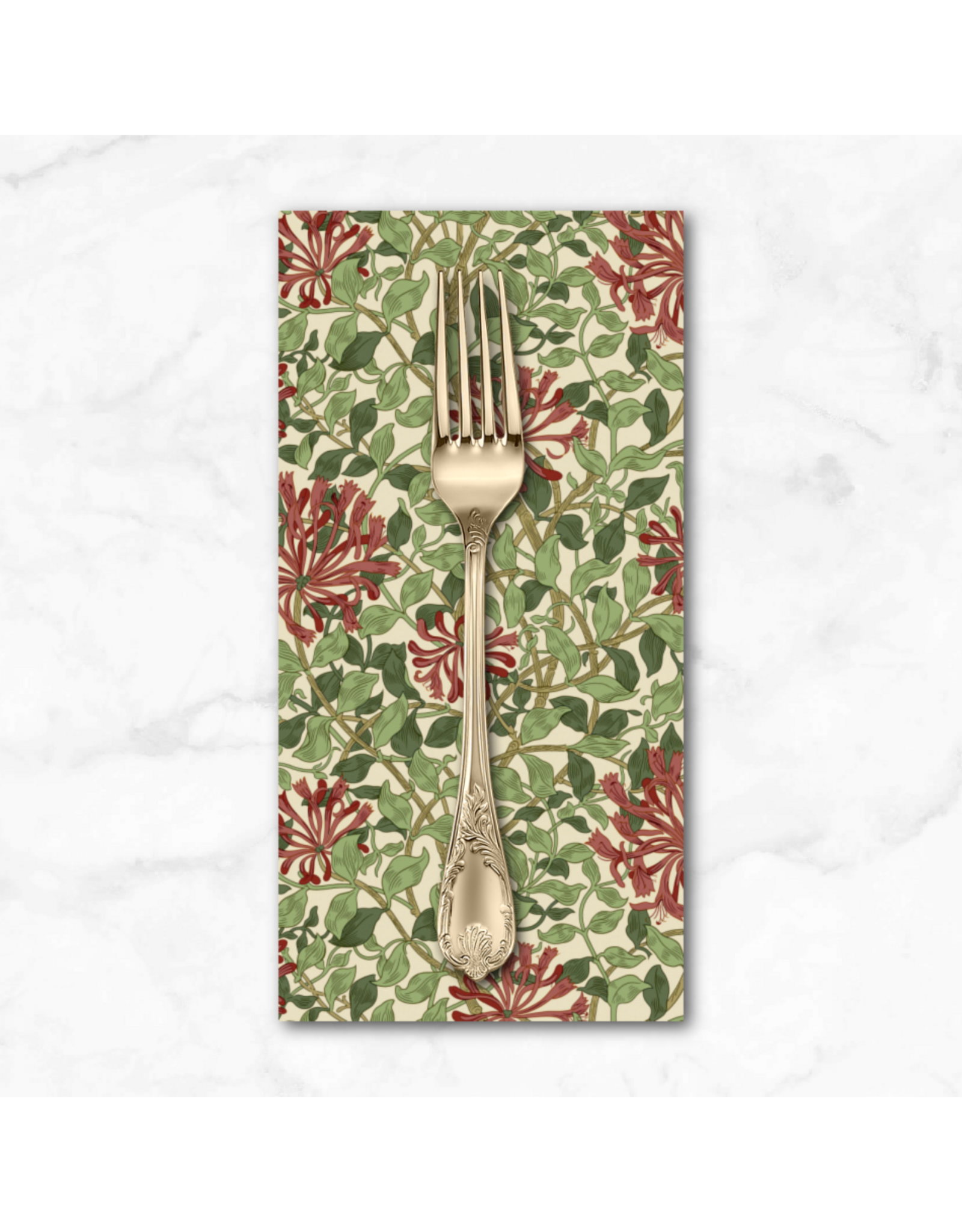 PD's William Morris Collection Morris & Co, Suffolk Holiday, Small Honeysuckle in Madder Leaf, Dinner Napkin