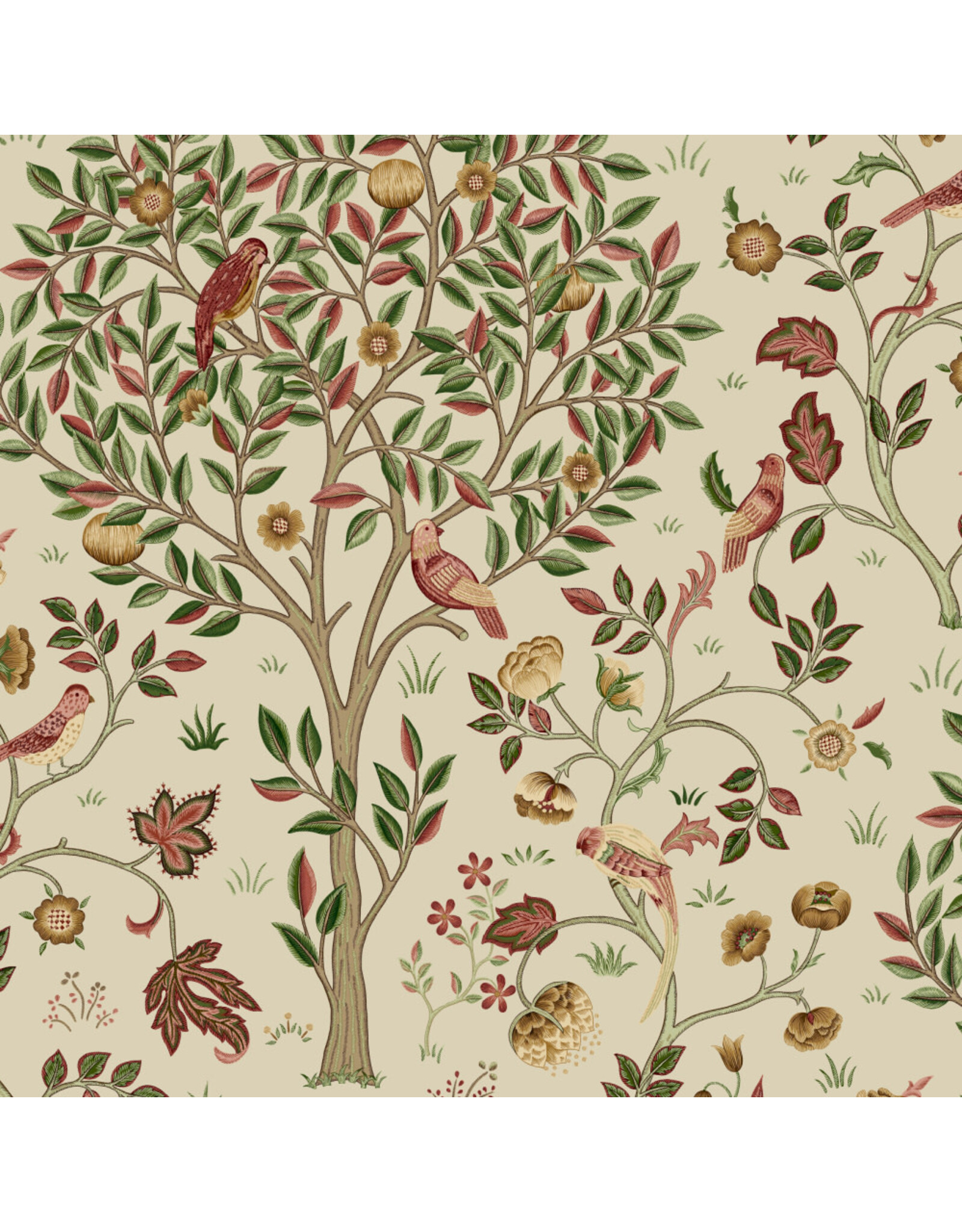 William Morris & Co. Morris & Co, Suffolk Holiday, Kelmscott Tree in Barbed Berry, Fabric Half-Yards