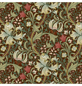 William Morris & Co. Morris & Co, Suffolk Holiday, Golden Lily in Ruby, Fabric Half-Yards
