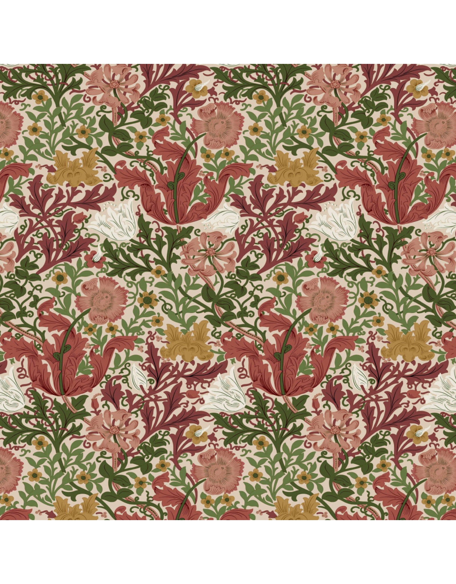 William Morris & Co. Morris & Co, Suffolk Holiday, Compton in Rose, Fabric Half-Yards