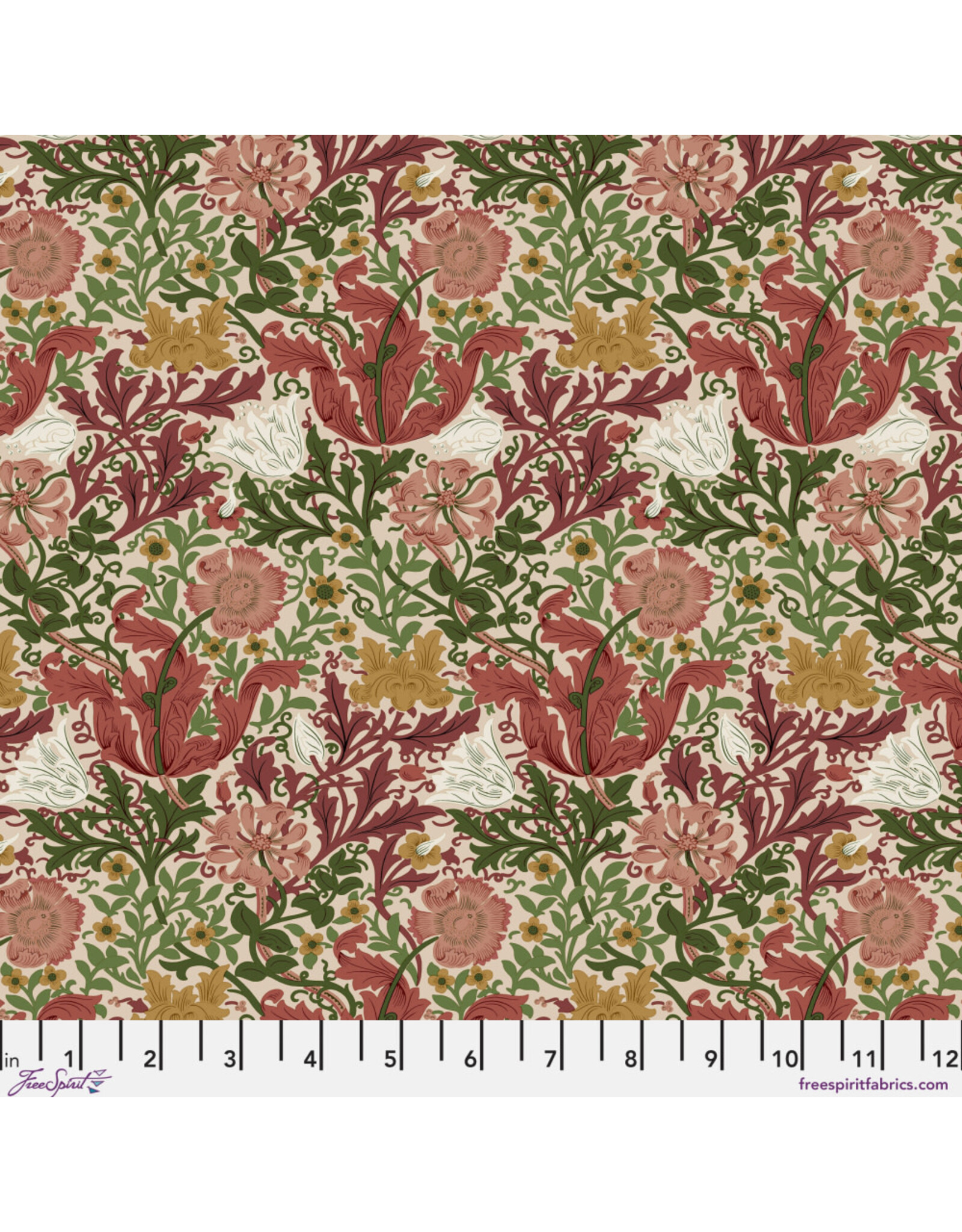 William Morris & Co. Morris & Co, Suffolk Holiday, Compton in Rose, Fabric Half-Yards