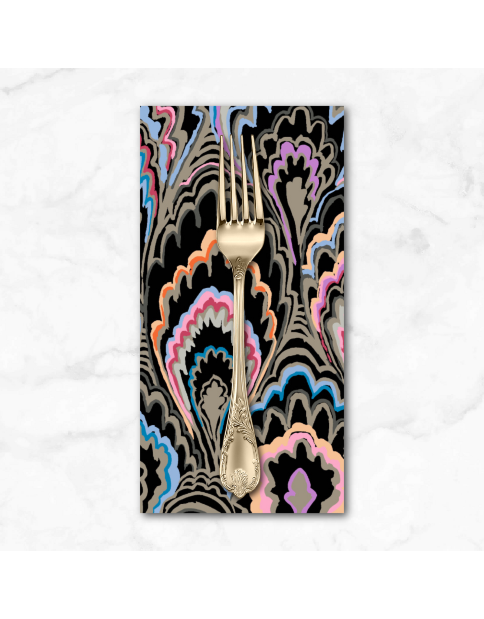 PD's Kaffe Fassett Collection Kaffe Collective, Marble Scallops in Black, Dinner Napkin