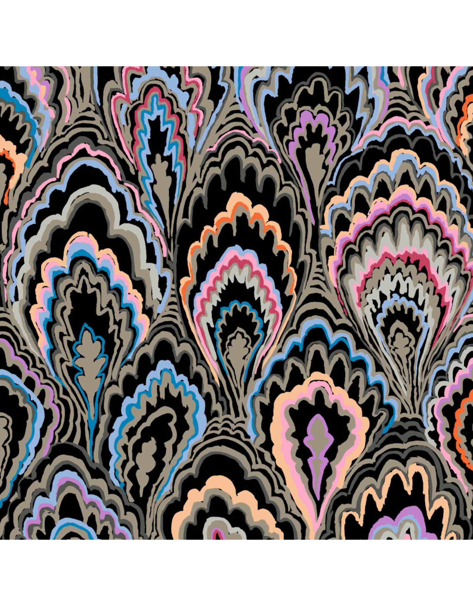 Kaffe Fassett Collective Kaffe Collective, Marble Scallops in Black, Fabric Half-Yards