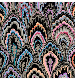 Kaffe Fassett Collective Kaffe Collective, Marble Scallops in Black, Fabric Half-Yards