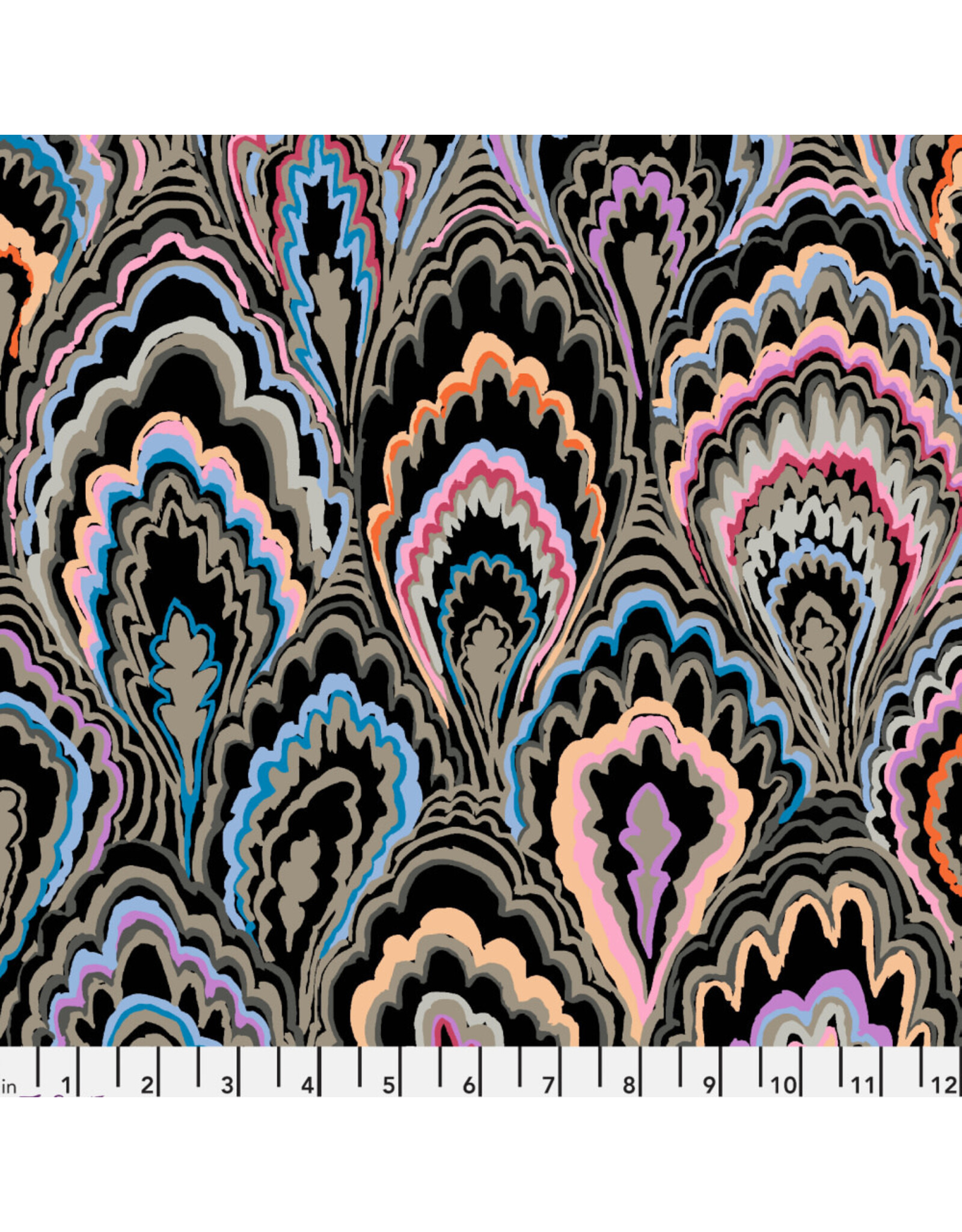 Kaffe Fassett Collective Kaffe Collective, Marble Scallops in Black, Fabric Half-Yards
