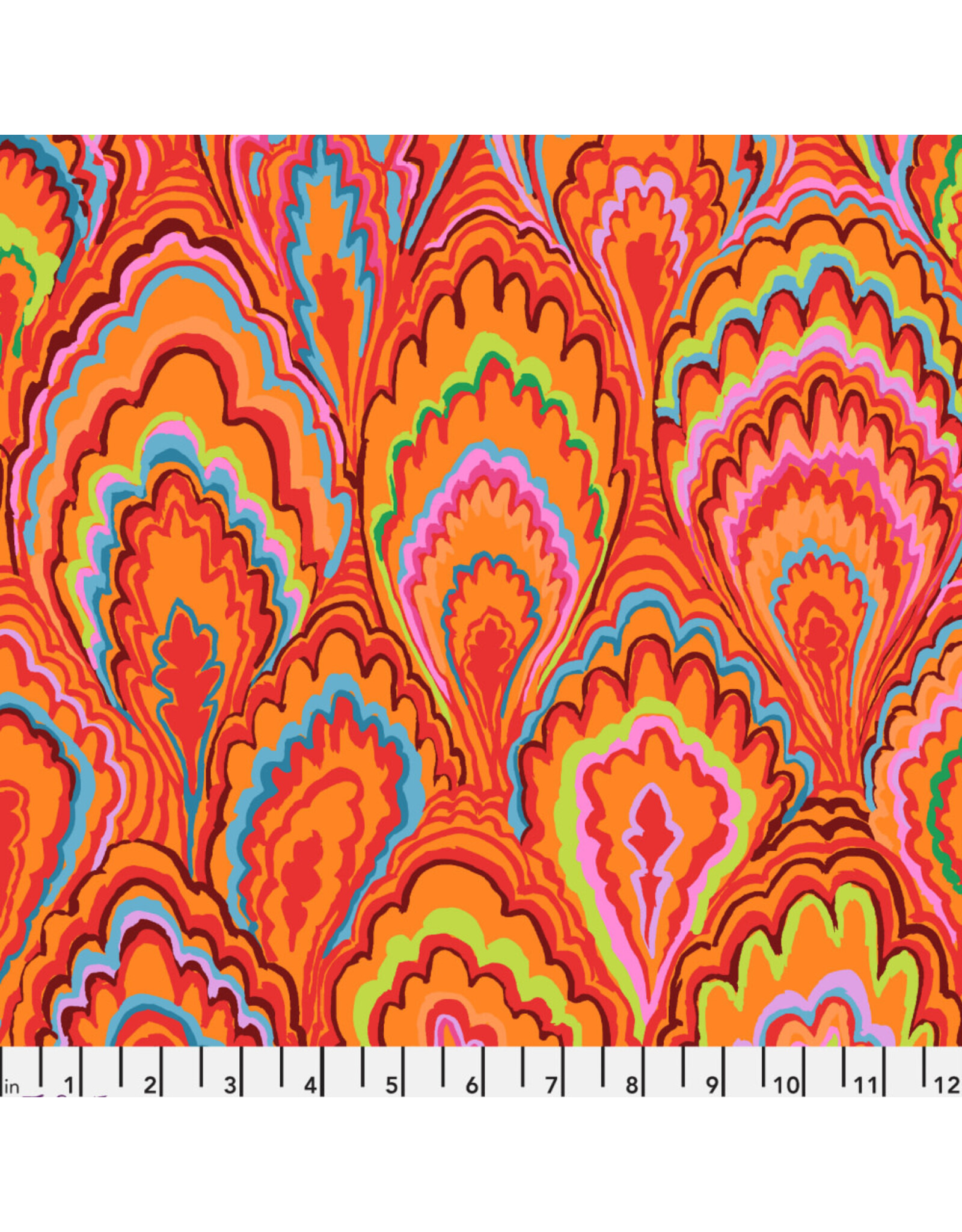 Kaffe Fassett Collective Kaffe Collective, Marble Scallops in Red, Fabric Half-Yards