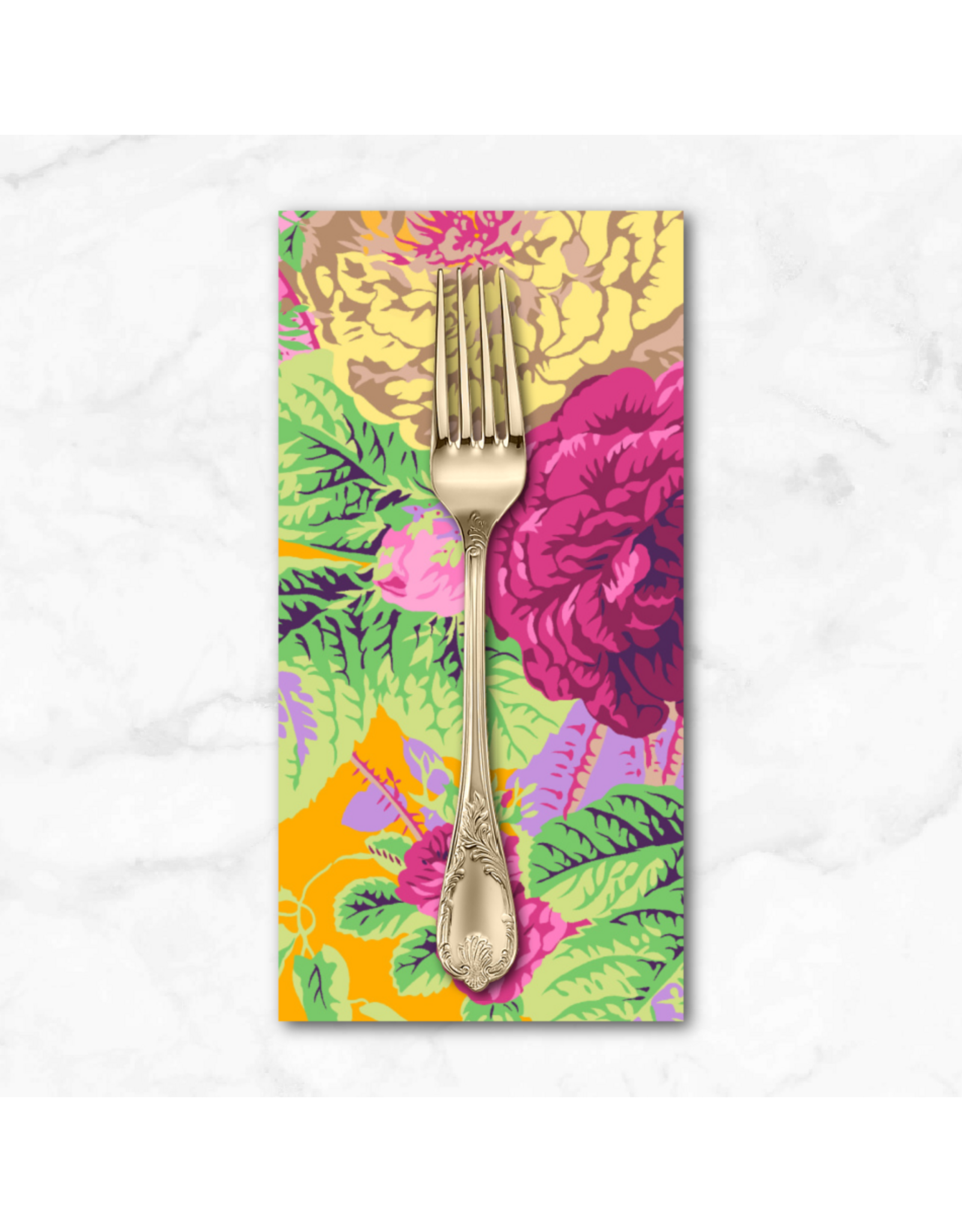 PD's Kaffe Fassett Collection Kaffe Collective, Gradi Floral in Gold, Dinner Napkin