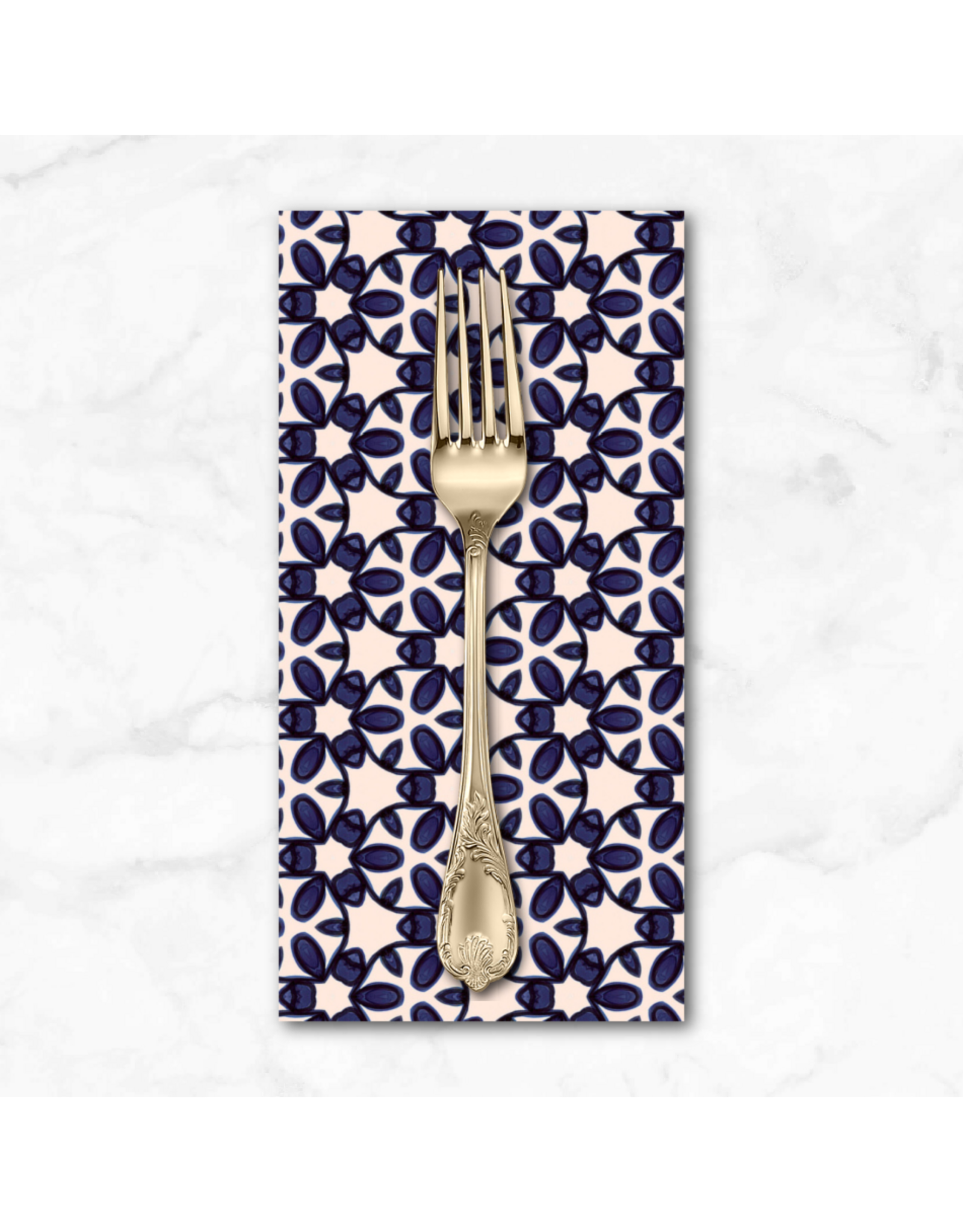 PD'S Free Spirit Collection Paradise Blooms, Garden Trellis in Navy, Dinner Napkin