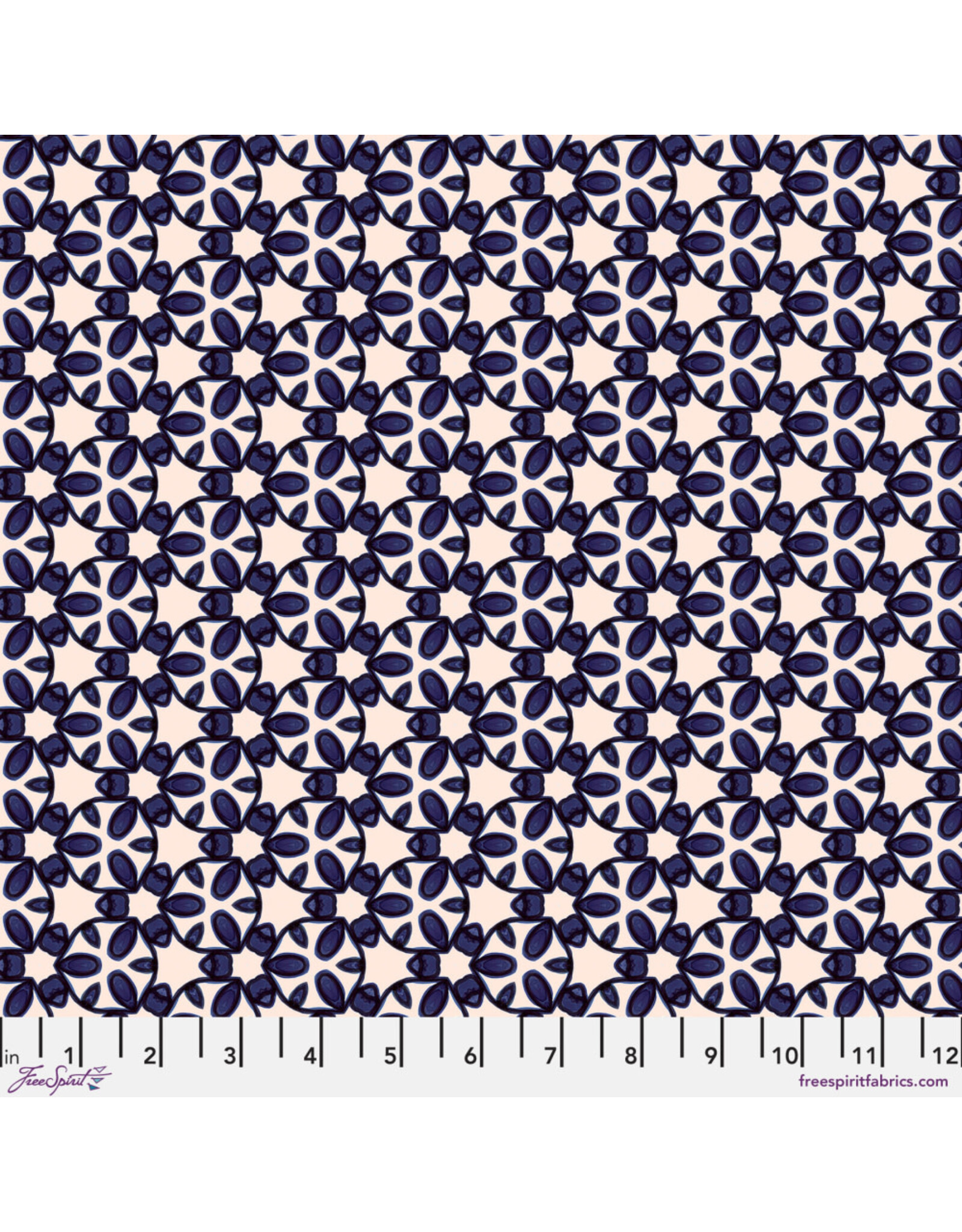 PD'S Free Spirit Collection Paradise Blooms, Garden Trellis in Navy, Dinner Napkin
