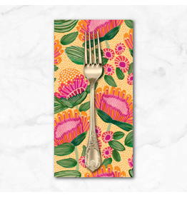 PD'S Free Spirit Collection Paradise Blooms, Playful Proteas in Apricot, Dinner Napkin