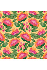 Free Spirit Paradise Blooms, Playful Proteas in Apricot, Fabric Half-Yards