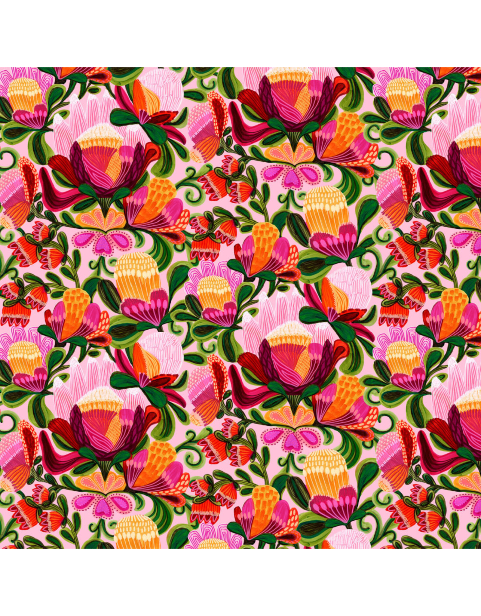 Free Spirit Paradise Blooms, Rococo Garden in Blush, Fabric Half-Yards
