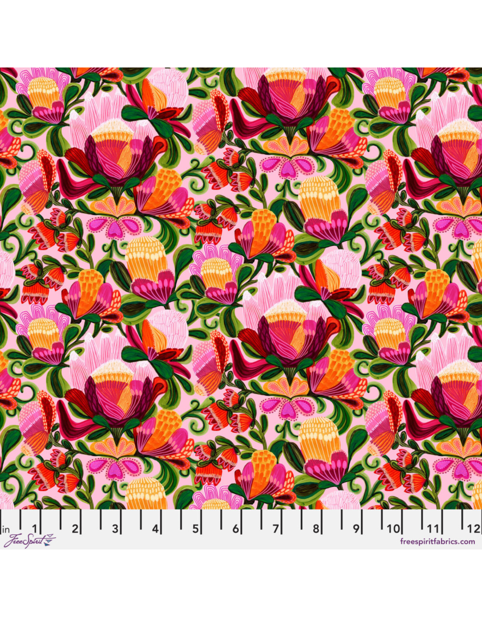 Free Spirit Paradise Blooms, Rococo Garden in Blush, Fabric Half-Yards