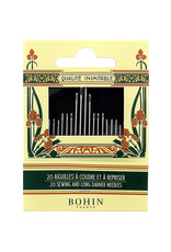 Bohin Patchwork Needle Book, 20 Assorted Sewing and Long Darner Needles, Bohin
