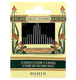 Bohin Patchwork Needle Book, 20 Assorted Sewing and Long Darner Needles, Bohin