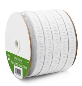 Dritz Ribbed Non-Roll Elastic - 1/2”  inch wide,  white, by the yard