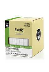 Dritz Ribbed Non-Roll Elastic - 1/2”  inch wide,  white, by the yard