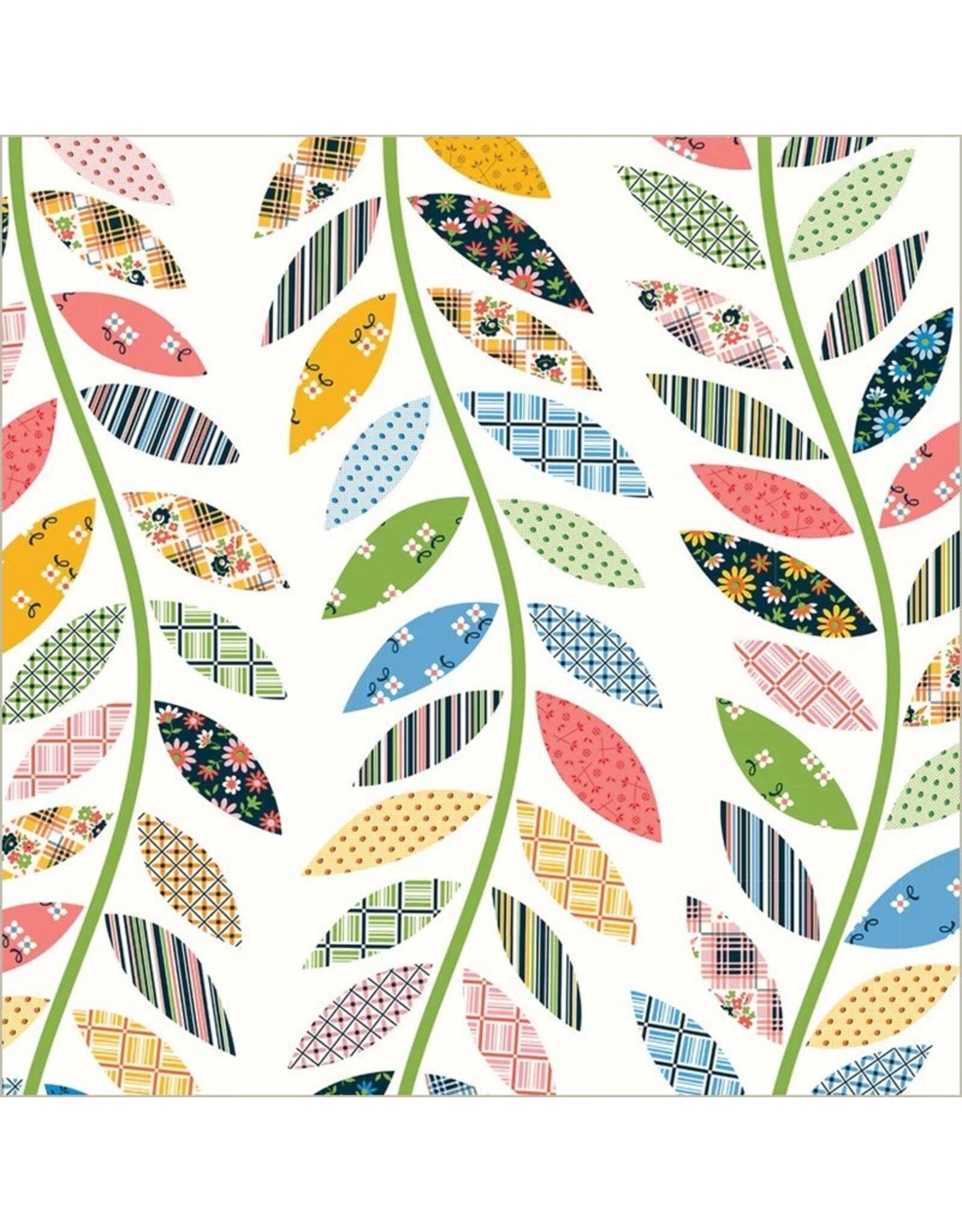 Denyse Schmidt Made Easy, Leafy Vine Cheater in Ivory, Fabric Half-Yards