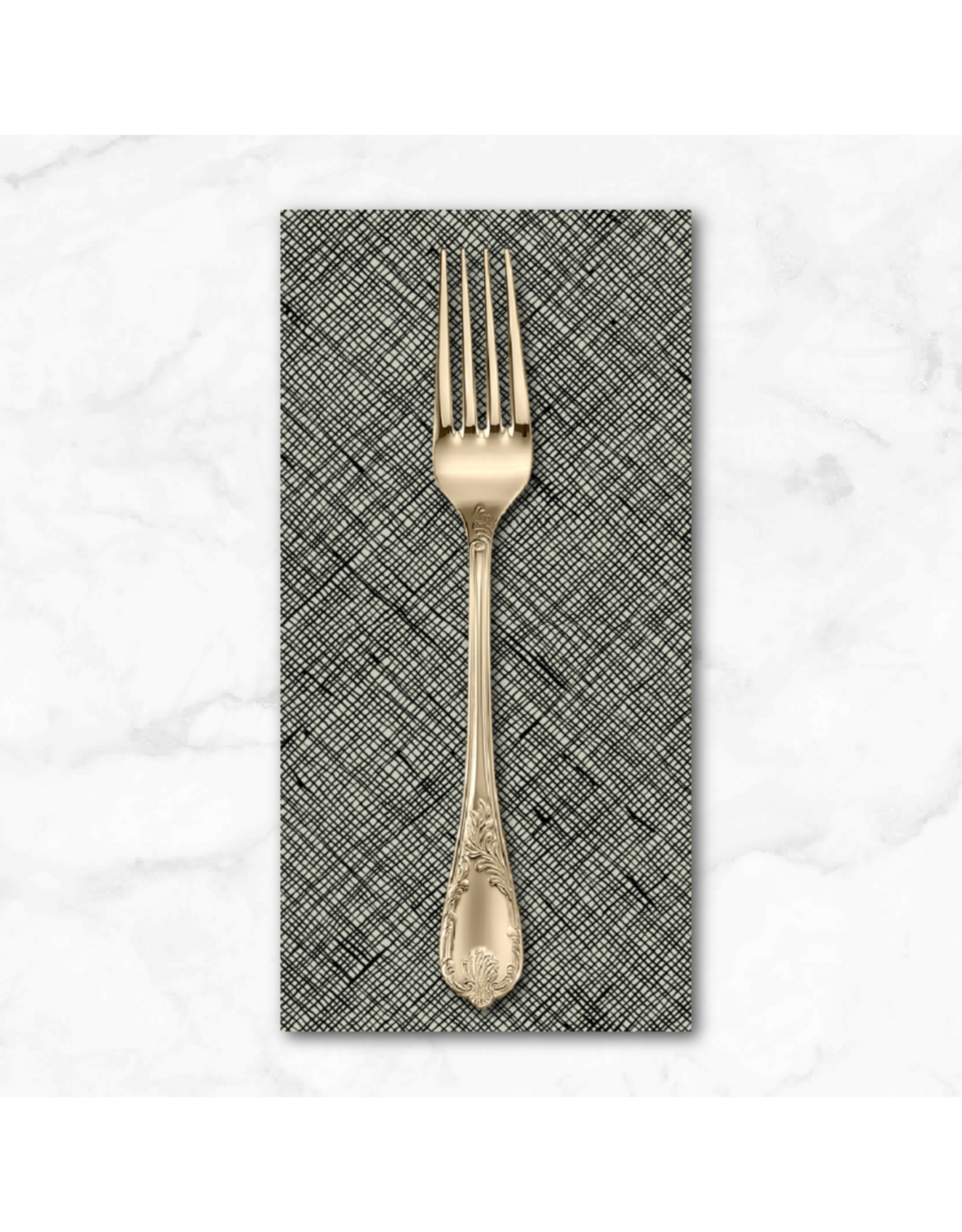 PD's Carolyn Friedlander Collection Memento, Crosshatch in Black, Dinner Napkin