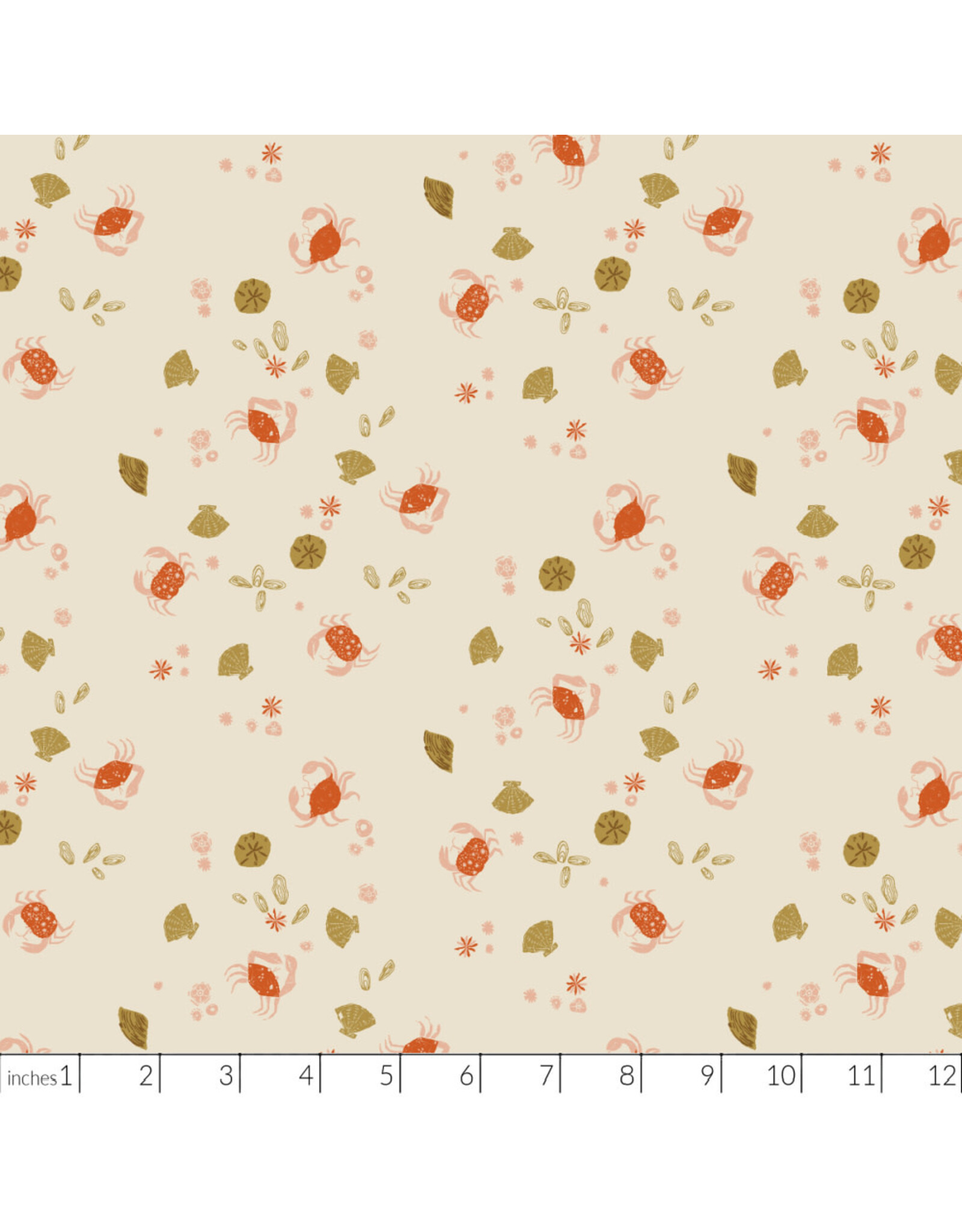 Windham Fabrics Rocky Coast, Beach Combers in Pearl, Fabric Half-Yards