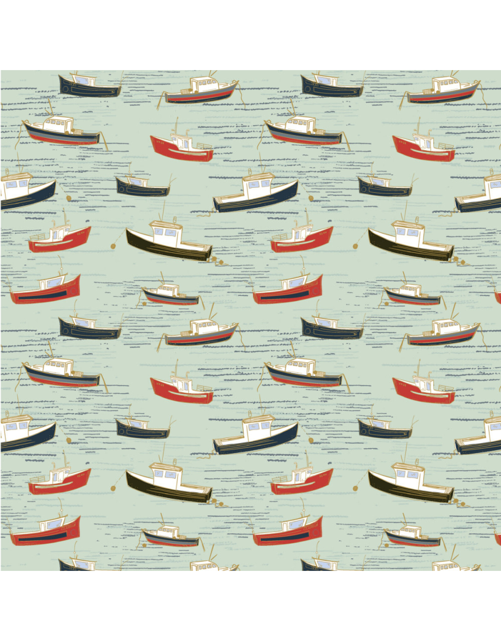 Windham Fabrics Rocky Coast, Bonnie Boats in Mist, Fabric Half-Yards