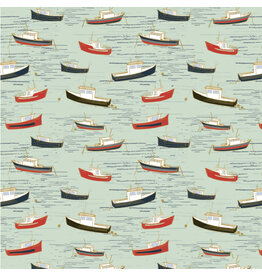 Windham Fabrics Rocky Coast, Bonnie Boats in Mist, Fabric Half-Yards
