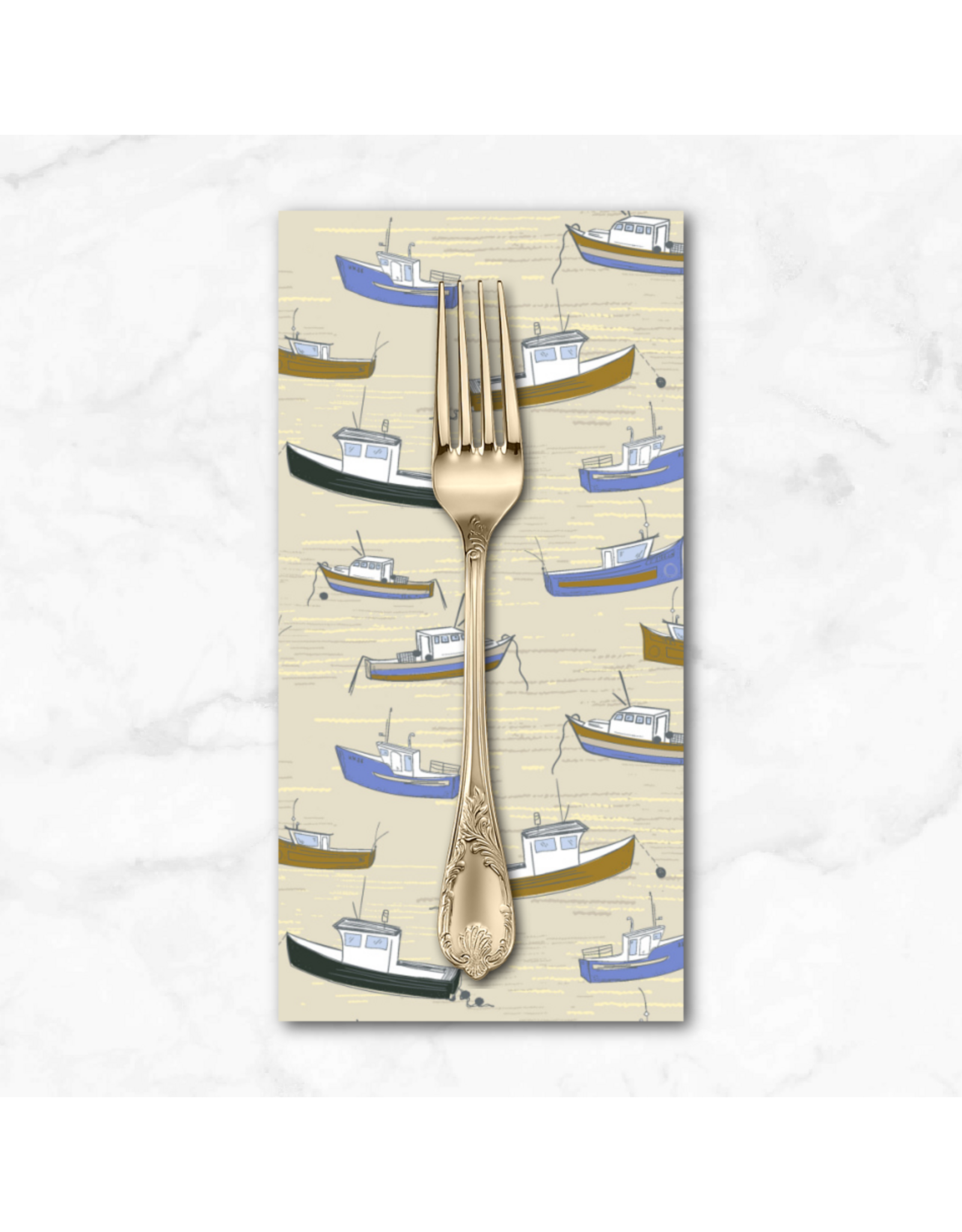 PD's Windham Collection Rocky Coast, Bonnie Boats in Pearl, Dinner Napkin