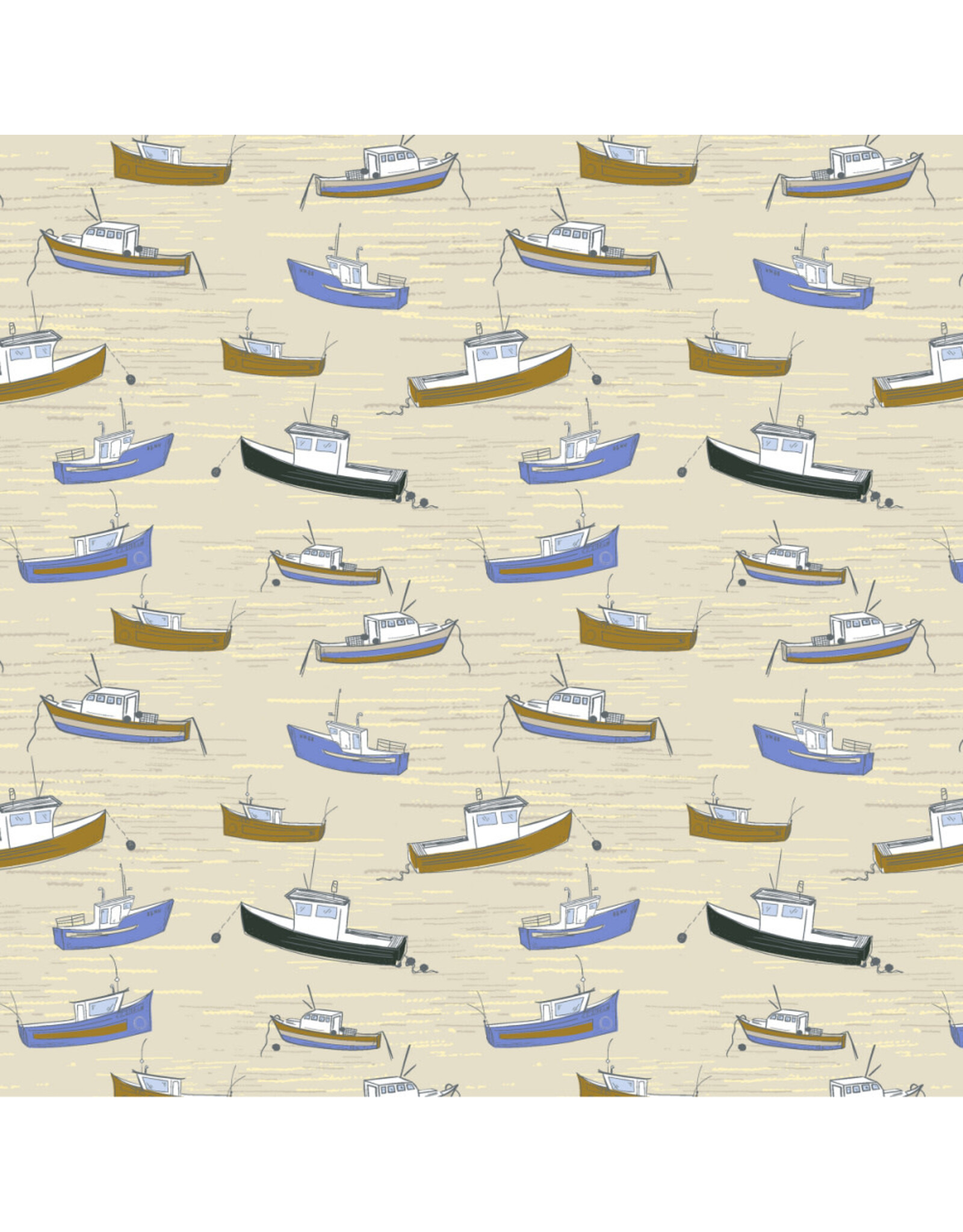 Windham Fabrics Rocky Coast, Bonnie Boats in Pearl, Fabric Half-Yards