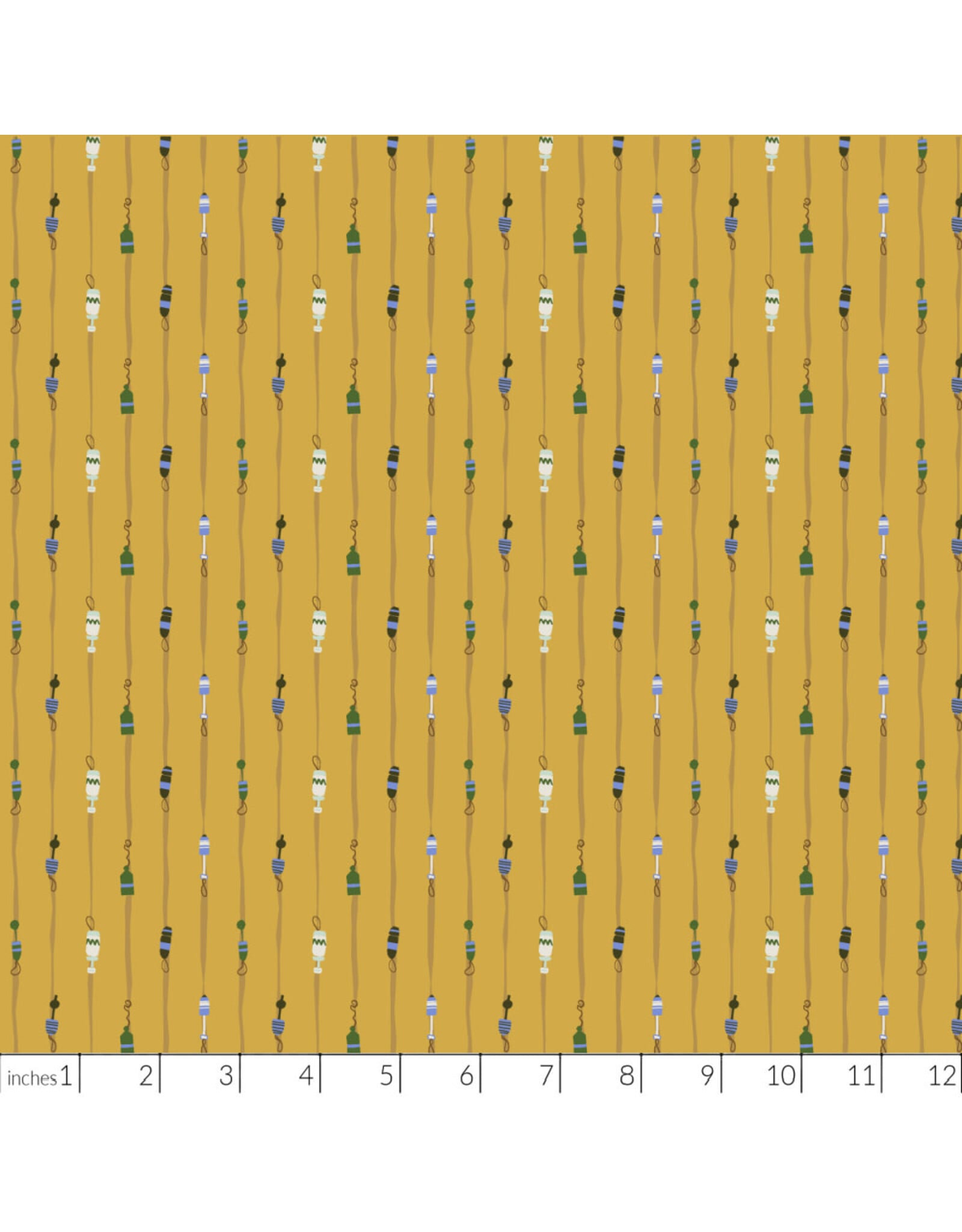 PD's Windham Collection Rocky Coast, Buoys in Mustard, Dinner Napkin
