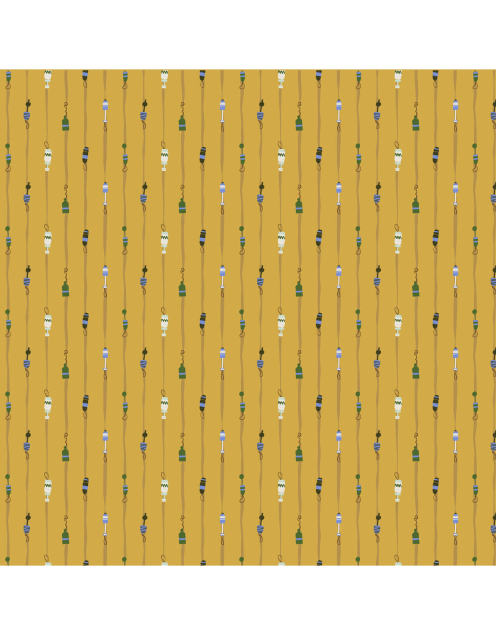 Windham Fabrics Rocky Coast, Buoys in Mustard, Fabric Half-Yards