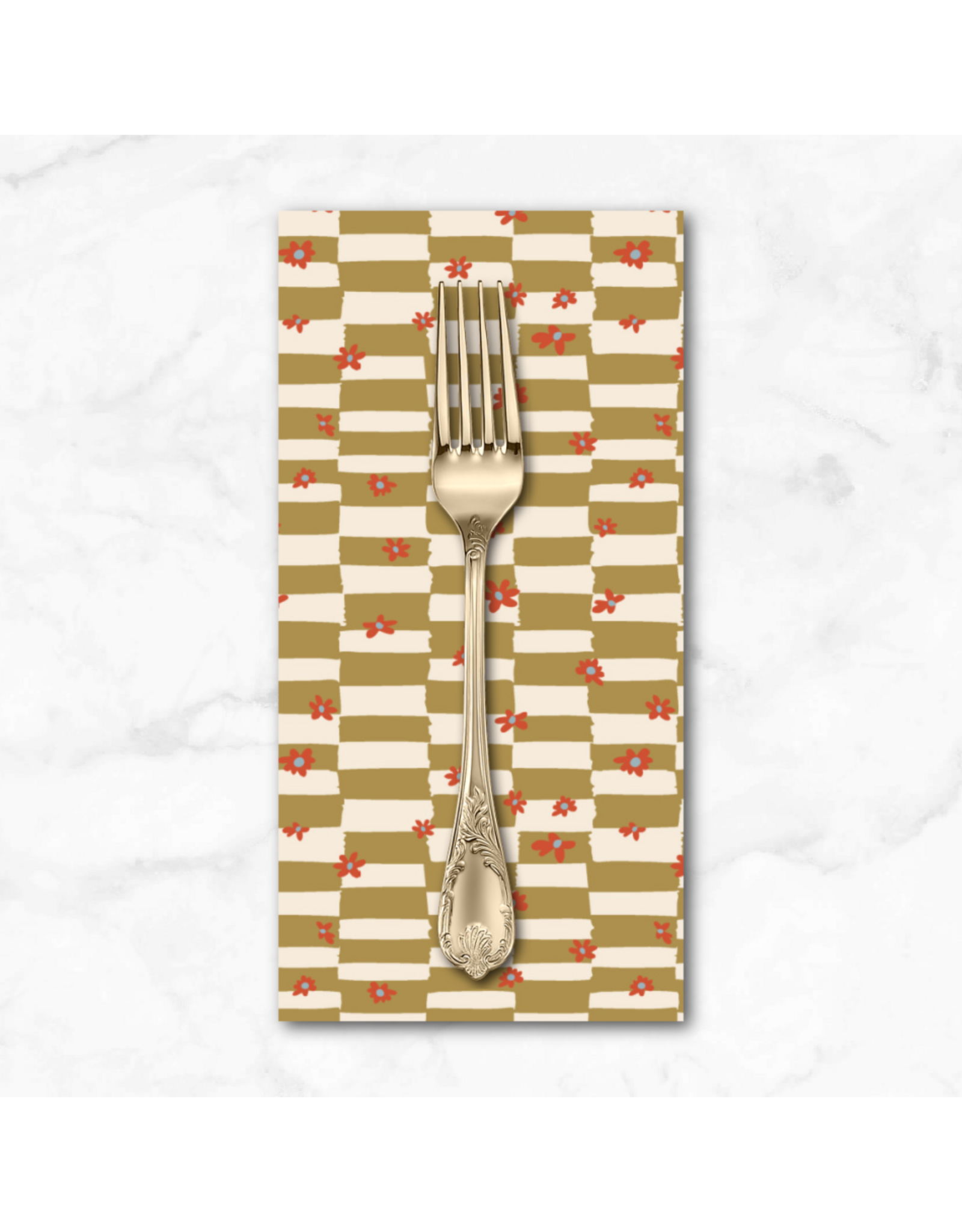 PD's Windham Collection Rocky Coast, Cottage Check in Ochre, Dinner Napkin