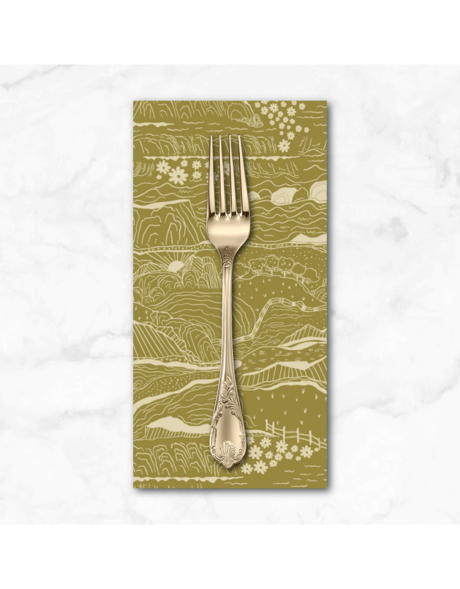 PD's Windham Collection Rocky Coast, Driftline in Olive, Dinner Napkin