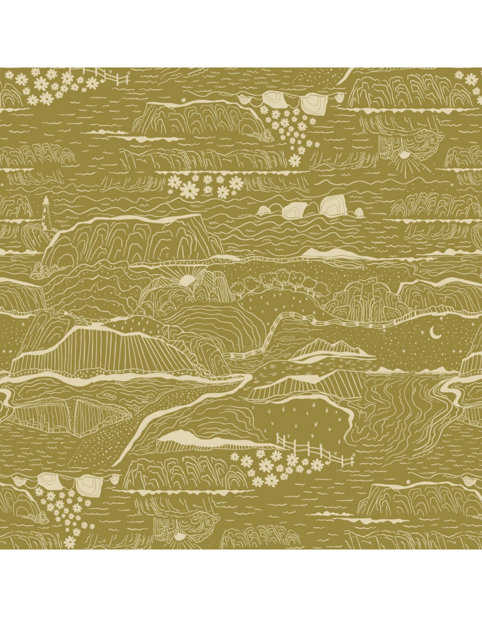 PD's Windham Collection Rocky Coast, Driftline in Olive, Dinner Napkin