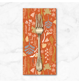 PD's Windham Collection Rocky Coast, Tidelands in Coral Red, Dinner Napkin