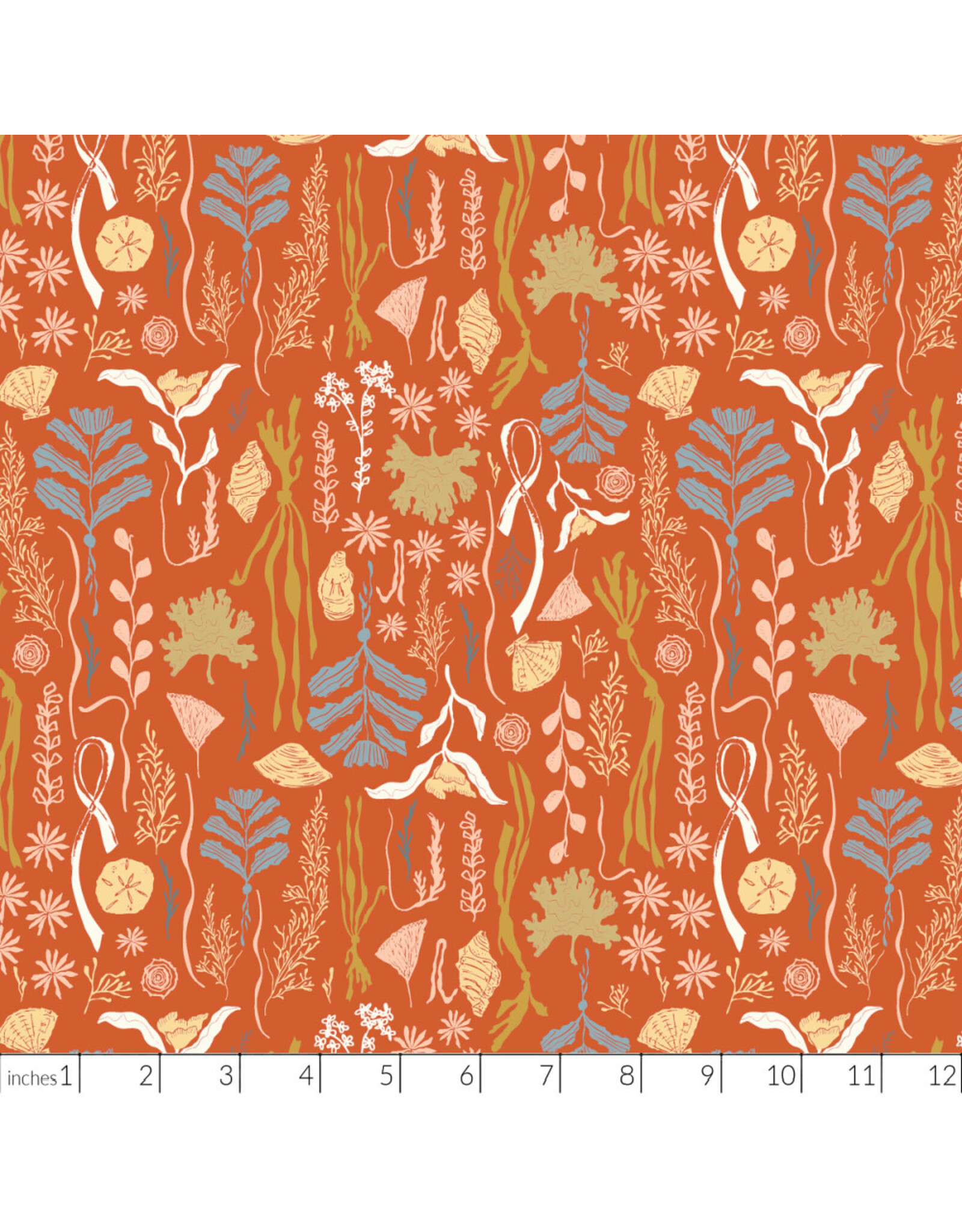 PD's Windham Collection Rocky Coast, Tidelands in Coral Red, Dinner Napkin