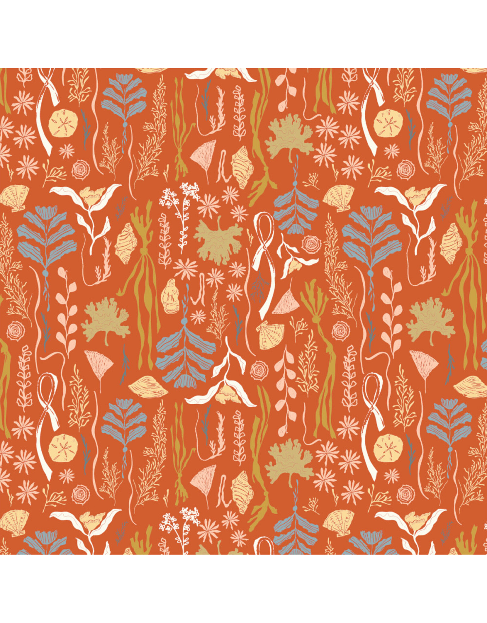 Windham Fabrics Rocky Coast, Tidelands in Coral Red, Fabric Half-Yards