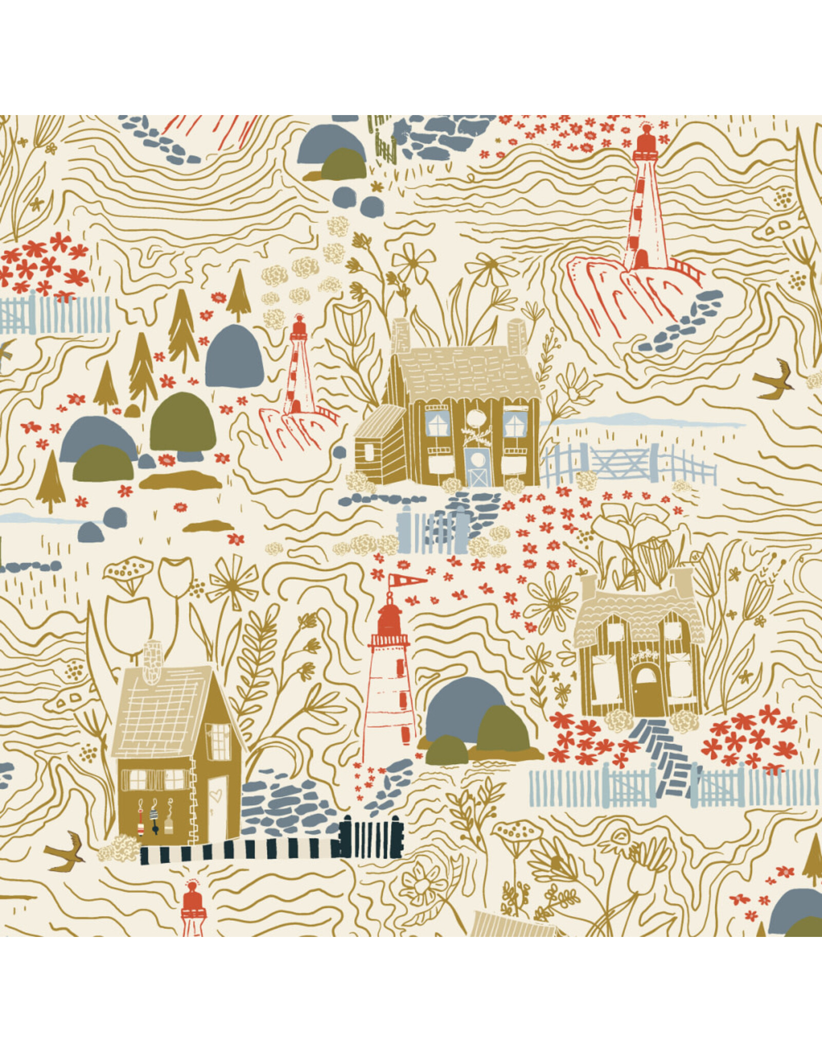 Windham Fabrics Rocky Coast, Inverness in Ivory, Fabric Half-Yards