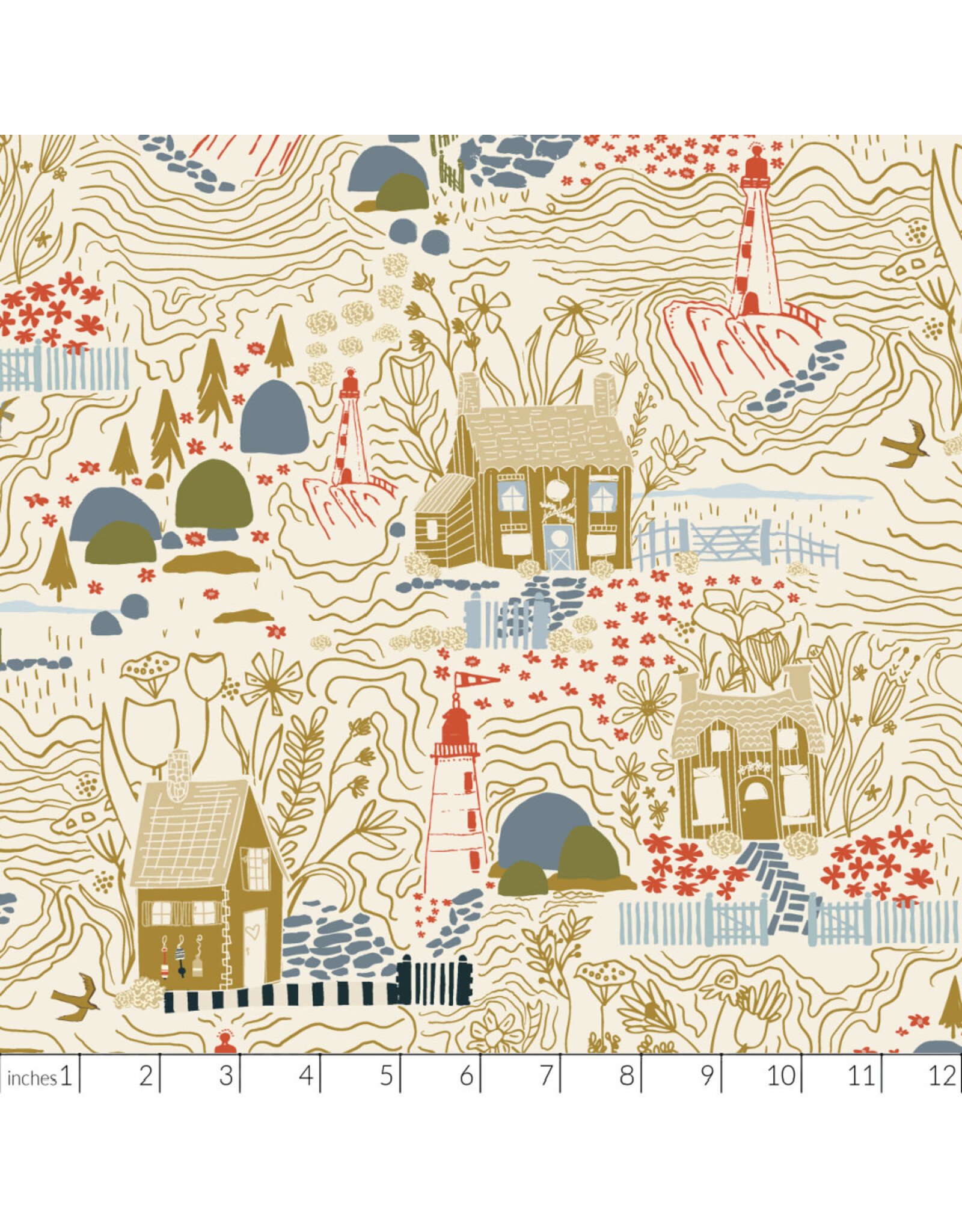 Windham Fabrics Rocky Coast, Inverness in Ivory, Fabric Half-Yards