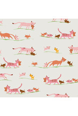 Heather Ross Heather Ross Favorites, Marching Cats in Cream, Fabric Half-Yards