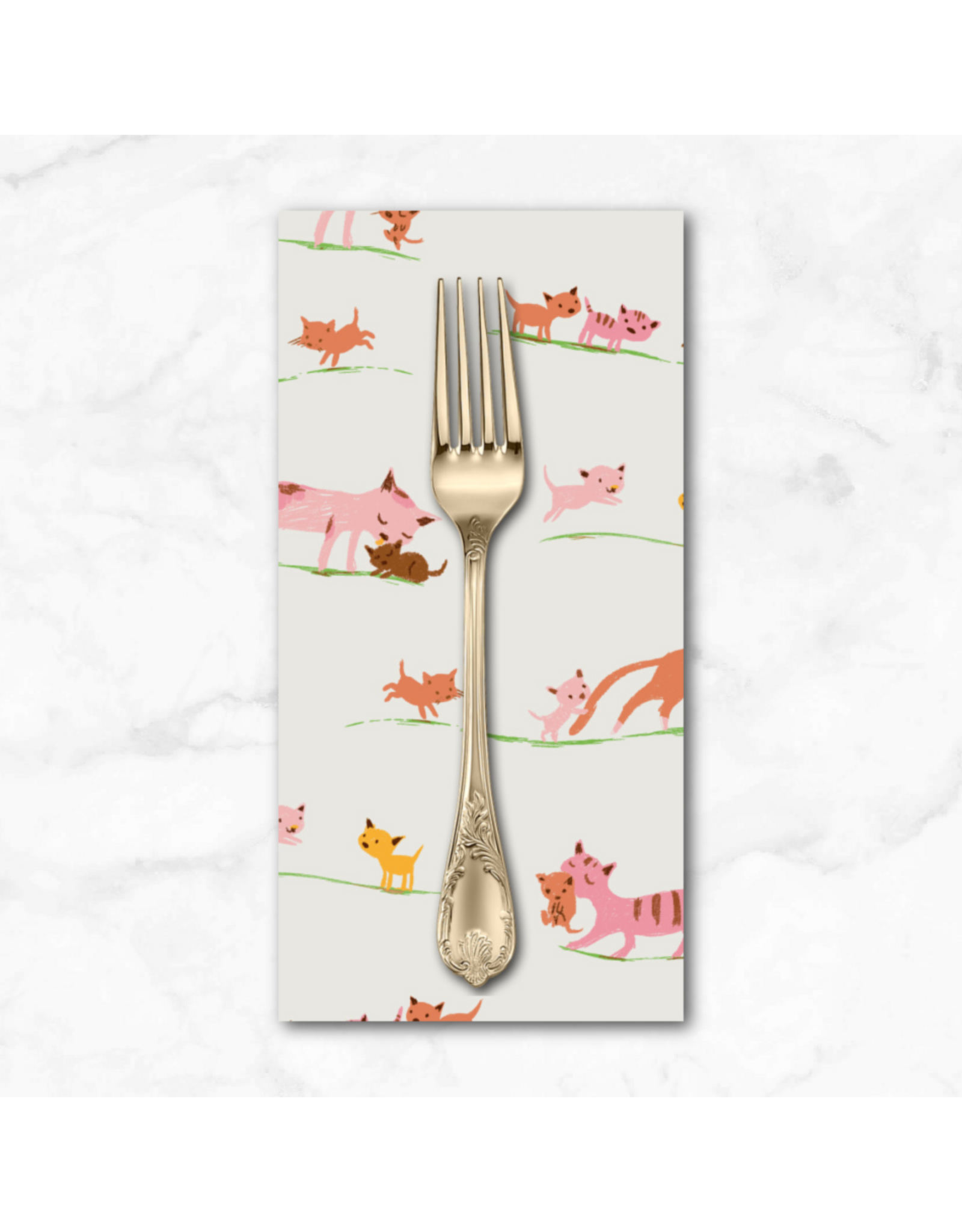 PD's Heather Ross Collection Heather Ross Favorites, Marching Cats in Cream, Dinner Napkin