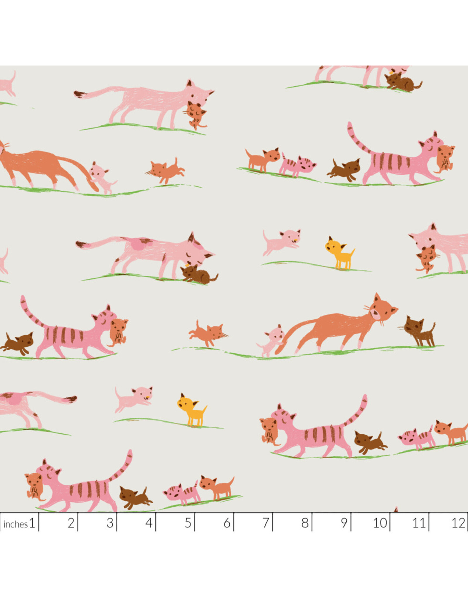 PD's Heather Ross Collection Heather Ross Favorites, Marching Cats in Cream, Dinner Napkin