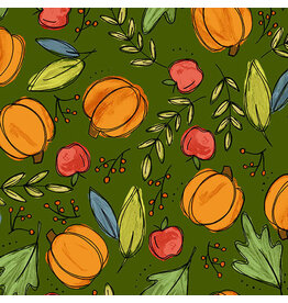 Andover Fabrics Harvest Home, Bountiful Harvest in Forest, Fabric Half-Yards