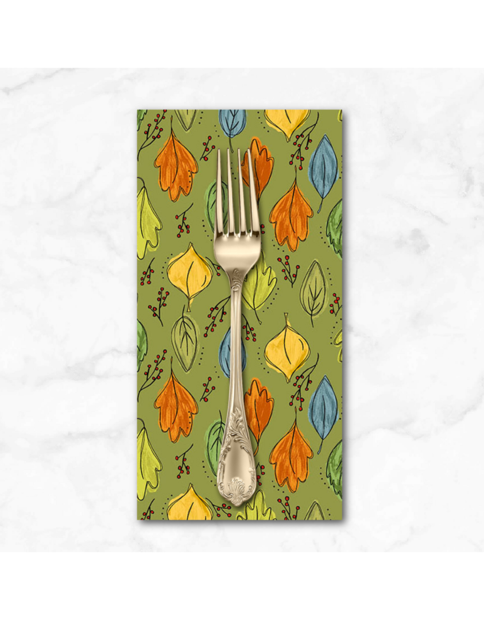 PD's Andover Collection Harvest Home, Fall Foliage in Olive, Dinner Napkin