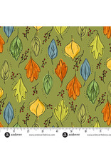 Andover Fabrics Harvest Home, Fall Foliage in Olive, Fabric Half-Yards
